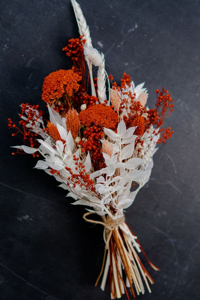 Trockenblumenstrauß selber machen DIY Set Orange und Weiß