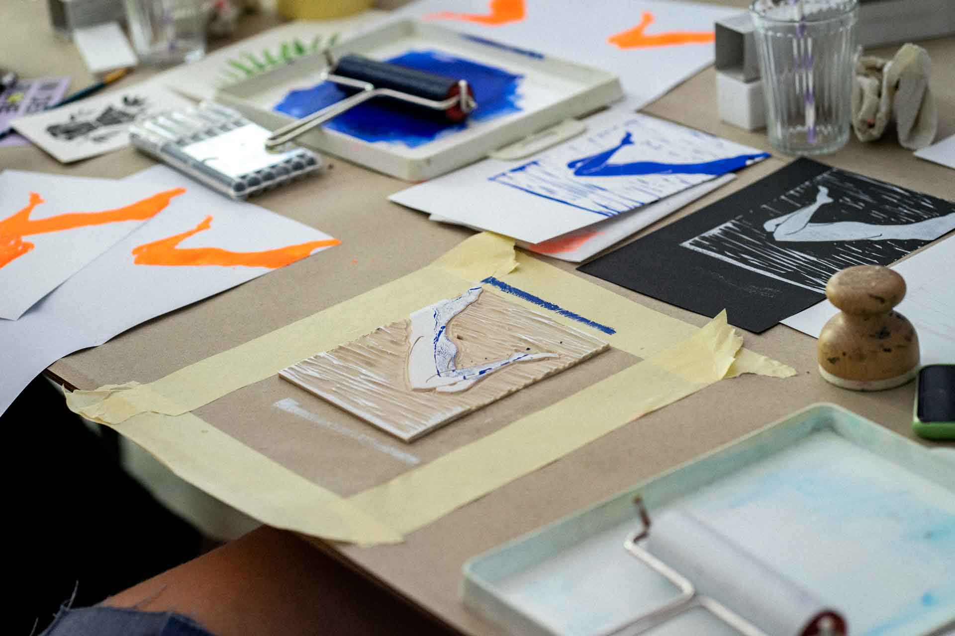 Linoldruck Workshop Leipzig Druckwerkstatt